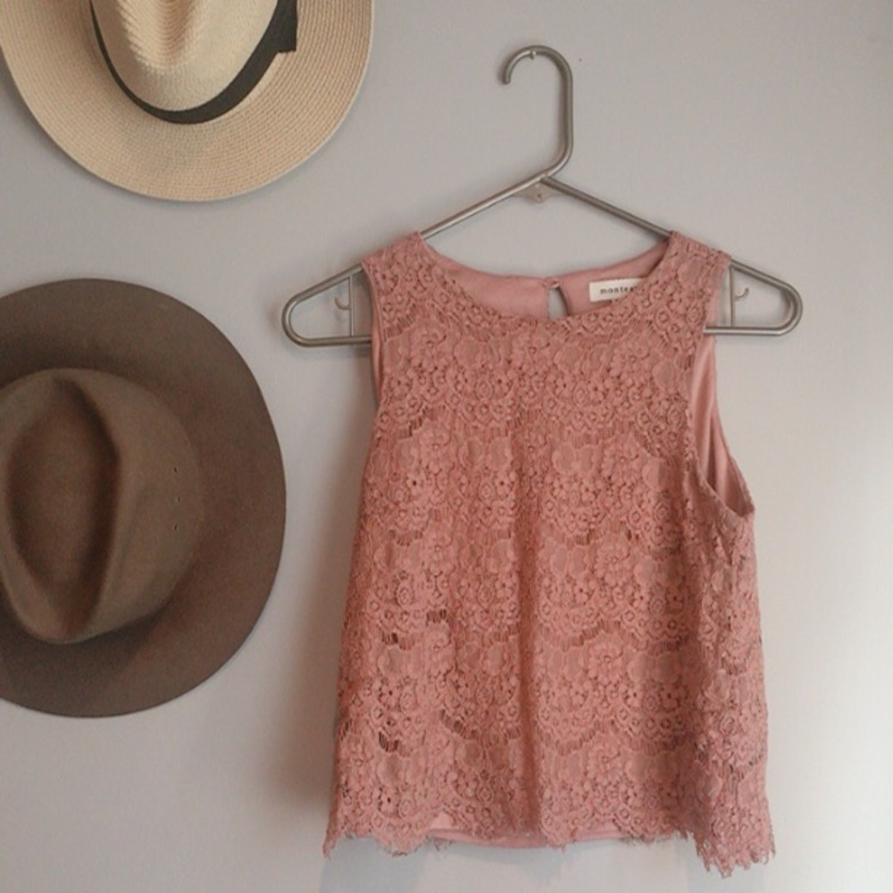 Blush Pink Lace Cropped Top